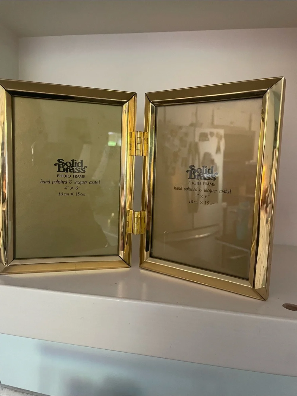 Vintage Solid Brass Double Hinged 4x6 Photo Frame Folding Desk Frame